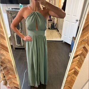 XS Hello Molly Light Green Maxi Dress